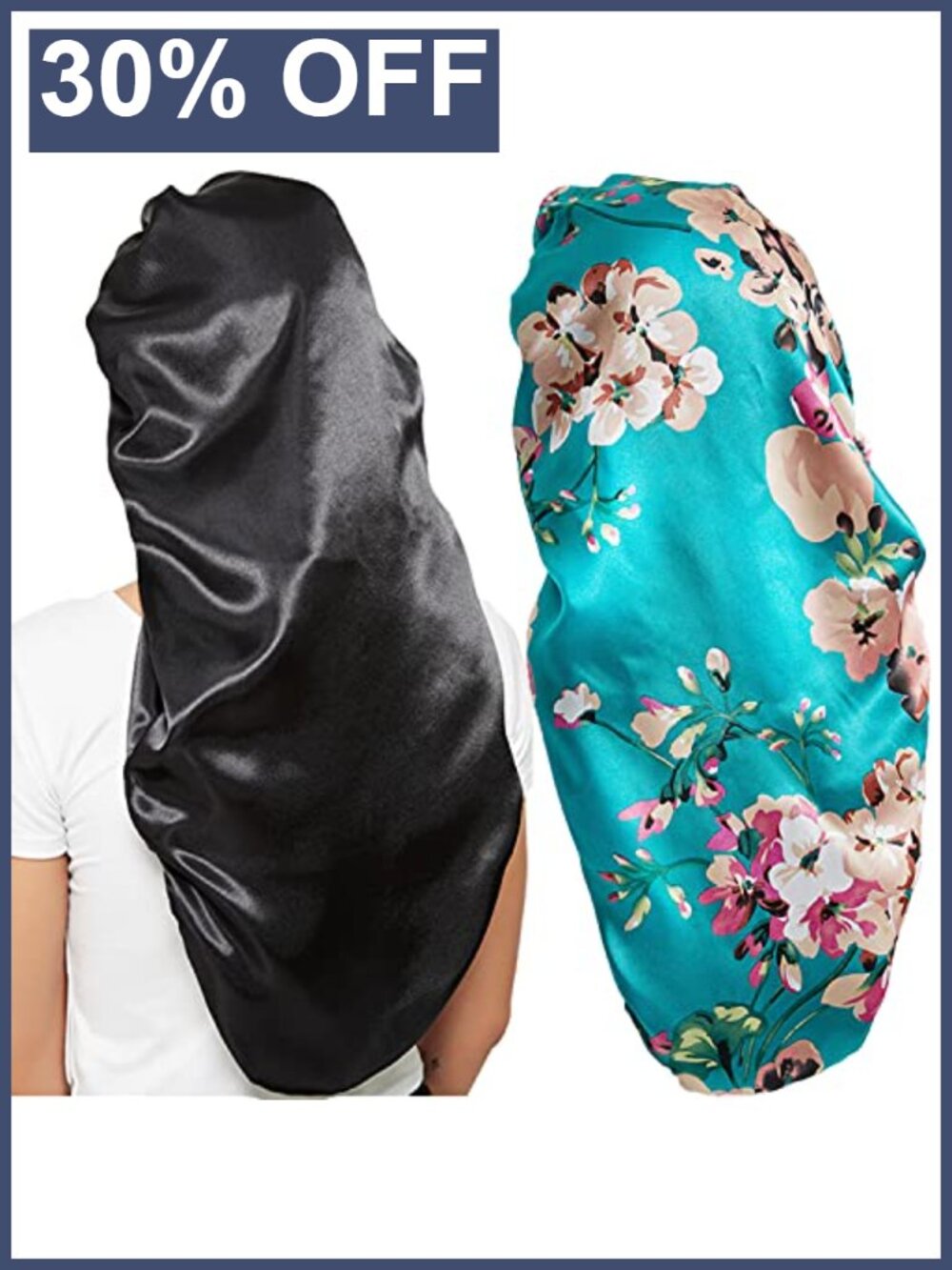 Silky Satin Bonnet for Long Hair, Sleep Cap with Soft Elastic Band, Large Size